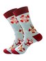 Christmas Cotton Jacquard Santa, Elk, Snowflake Pattern Socks, Festive Matching Red Socks Xmas Socks