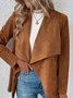 Halloween Plain Casual Loose Suede H-Line Long Sleeve Coat