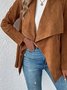 Halloween Plain Casual Loose Suede H-Line Long Sleeve Coat