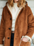Casual Plain Hoodie Suede Jacket