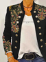 Ethnic Embroidery Stand Collar Casual H-Line Twill Long Sleeve Pilot Jacket