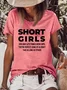 Women's Short Girls Funny Text Letters Crew Neck Casual T-Shirt