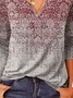 Ethnic Long Sleeve Notched Casual T-Shirt