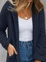 Plain Long Sleeve Hoodie Pockets Casual Plush Coat