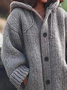 Plain Wool/Knitting Casual Loose Hoodie H-Line Sweater Mid-long Coat