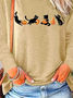 Halloween Pumpkin Cat Printed Casual T-Shirt