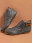 zolucky Women Casual Green Daily Adjustable Soft Leather Booties