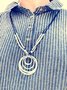 Vintage Western Geometric Pattern Beaded Leather Pendant Necklace Women Ethnic Sweater Chain