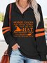 Halloween Letters Long Sleeve Buttoned V Neck Casual Sweatshirt