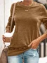 Zolucky Women Cotton Crew Neck Long Sleeve Vintage Casual Shirt & Top
