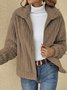 Women Casual Plain Autumn No Elasticity Daily Plush Long sleeve Regular Regular Teddy Jacket