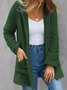 Plain Long Sleeve Hoodie Pockets Casual Plush Coat