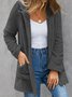 Plain Long Sleeve Hoodie Pockets Casual Plush Coat
