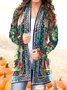 Collarless Vintage Cotton Blends Cardigan