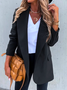 Casual Plain Autumn Natural Micro-Elasticity Daily Long sleeve Lapel Collar H-Line Blazer for Women