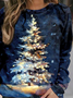 Casual Abstract Christmas Tree Crew Neck Sweatshirt Xmas Hoodies