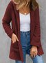 Plain Long Sleeve Hoodie Pockets Casual Plush Coat