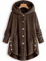 zolucky Cozy Fleece Hooded Sherpa Coat Symmetrical Button Teddy Bear Coat