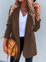 Casual Plain Autumn Natural Micro-Elasticity Daily Long sleeve Lapel Collar H-Line Blazer for Women