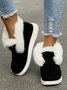 Women Casual Color Block Winter Faux Suede Slip On Split Joint Furry Snow Boots