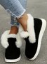 Women Casual Color Block Winter Faux Suede Slip On Split Joint Furry Snow Boots