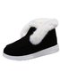 Women Casual Color Block Winter Faux Suede Slip On Split Joint Furry Snow Boots