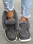 Women Casual Color Block Winter Faux Suede Slip On Split Joint Furry Snow Boots