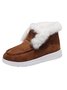 Women Casual Color Block Winter Faux Suede Slip On Split Joint Furry Snow Boots