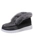 Women Casual Color Block Winter Faux Suede Slip On Split Joint Furry Snow Boots