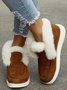 Women Casual Color Block Winter Faux Suede Slip On Split Joint Furry Snow Boots