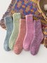 Casual Retro Plain Cotton Socks Everyday Accessories