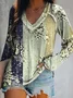 Long sleeve V Neck Floral Casual T-Shirt