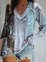 Long sleeve V Neck Floral Casual T-Shirt