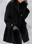 Woolen Cloth Winter Casual Plain H-Line Long Sleeve Shawl Collar Cardigan