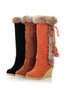 Vintage Fringe Plush Warm Snow Boots