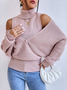 Yarn/Wool Yarn Loose Casual Pink Sweater