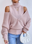 Yarn/Wool Yarn Loose Casual Pink Sweater