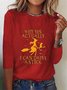 Witch Casual Loose Halloween H-Line Long Sleeve Jersey Crew Neck T-Shirt