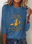 Witch Casual Loose Halloween H-Line Long Sleeve Jersey Crew Neck T-Shirt