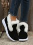 Women Casual Color Block Winter Faux Suede Slip On Split Joint Furry Snow Boots