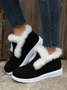 Women Casual Color Block Winter Faux Suede Slip On Split Joint Furry Snow Boots