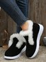 Women Casual Color Block Winter Faux Suede Slip On Split Joint Furry Snow Boots