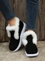 Women Casual Color Block Winter Faux Suede Slip On Split Joint Furry Snow Boots