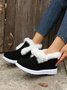 Women Casual Color Block Winter Faux Suede Slip On Split Joint Furry Snow Boots