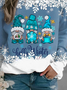 Cotton-Blend Christmas Snowman Casual Sweatshirt
