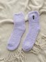 Casual Solid Color Cat Embroidered Pattern Cotton Coral Fleece Socks Home Daily Commute Accessories