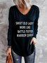 Casual Long Sleeve V Neck Printed Top T-shirt