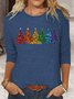 Women's Rainbow Christmas Trees Classic Long Sleeve Top