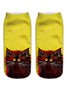 Casual Contrast Color Cat Pattern Socks Set Versatile Everyday Accessories