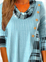 Loose Casual Asymmetrical Design Checkered Pattern Long Sleeve Plaid Top